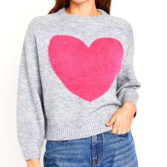 Old Navy Sweaters - Old Navy Cropped Crew Neck Big Heart Sweater